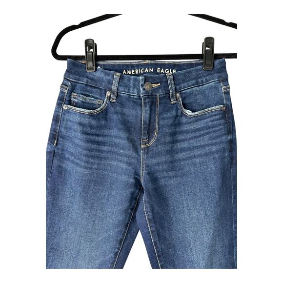 American Eagle Jeans Womens Size 4 Short Curvy High Rise Skinny Kick Dark Wash - Picture 2 of 13